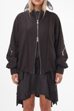 Square Bomber Jacket in Soft Shell Black